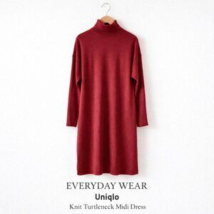 Uniqlo Cranberry Knit Turtleneck Midi Sweater Dress Long Sleeve XS